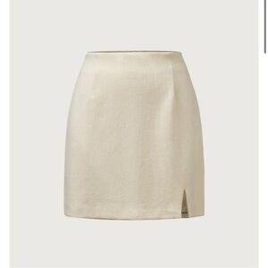 OGL mid waist ivory/cream mini skirt with split hem